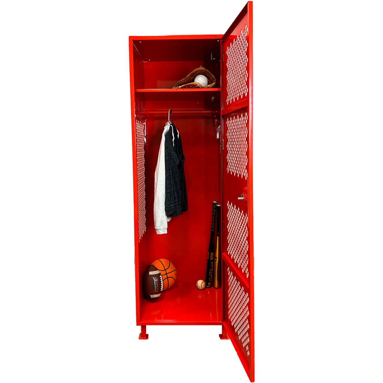 1 Door Security Gear Locker with Legs, 24"W x 24"D x 76"H, Red