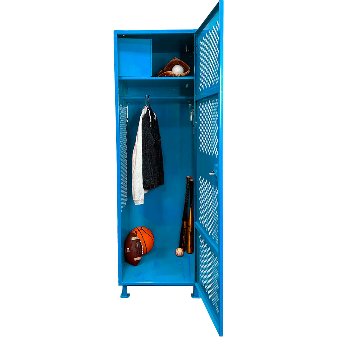1 Door Security Gear Locker w/ Top Compt. & Legs, 24"W x 24"D x 76"H, Light Blue