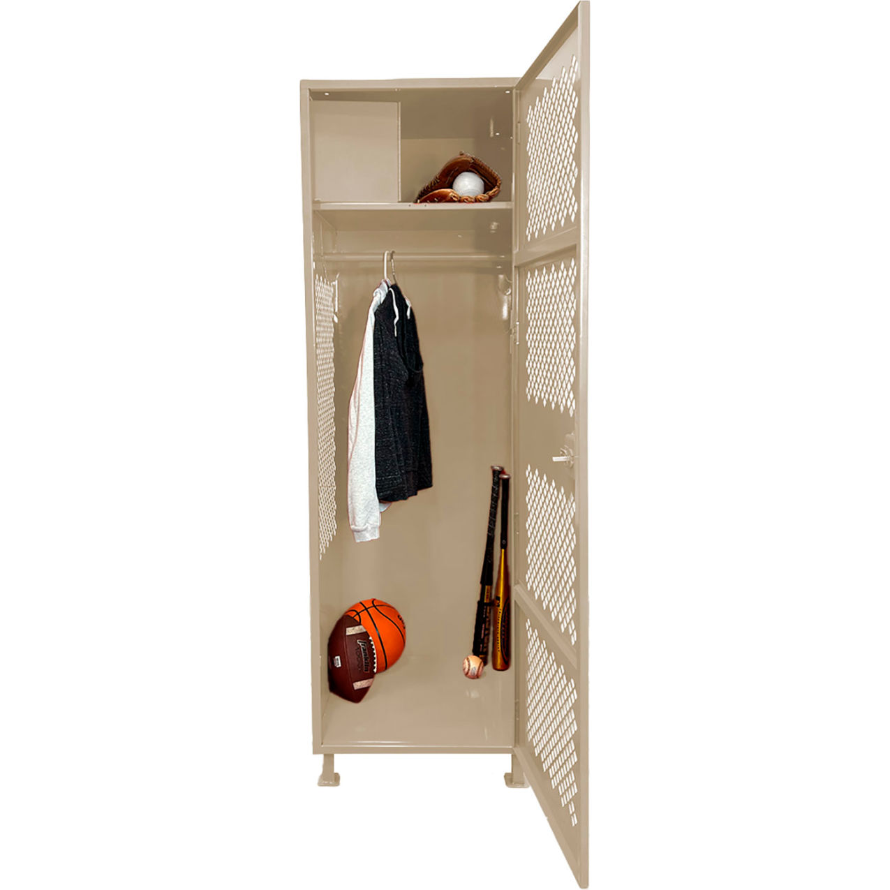 1 Door Security Gear Locker with Top Compartment & Legs, 24"W x 18"D x 76"H, Putty