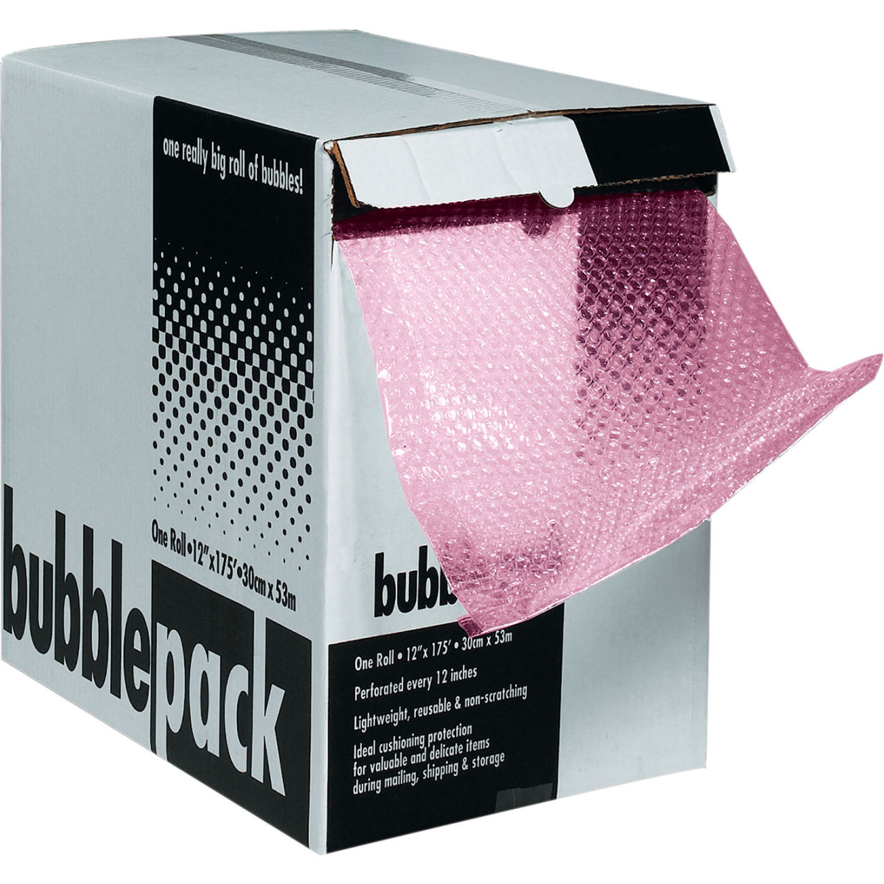 Perforated Anti-Static Bubble Roll with Dispenser, 24"W x 100'L x 5/16" Bubble