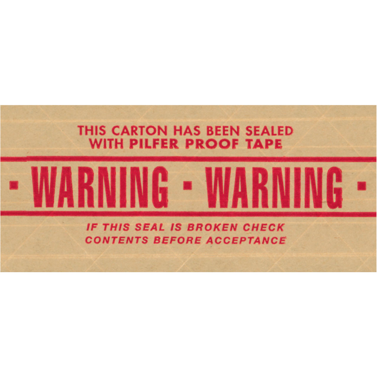 "Warning" Pre-Printed Water Activated Tape, 3" x 450' Yds, Kraft, 10 Rolls/Case