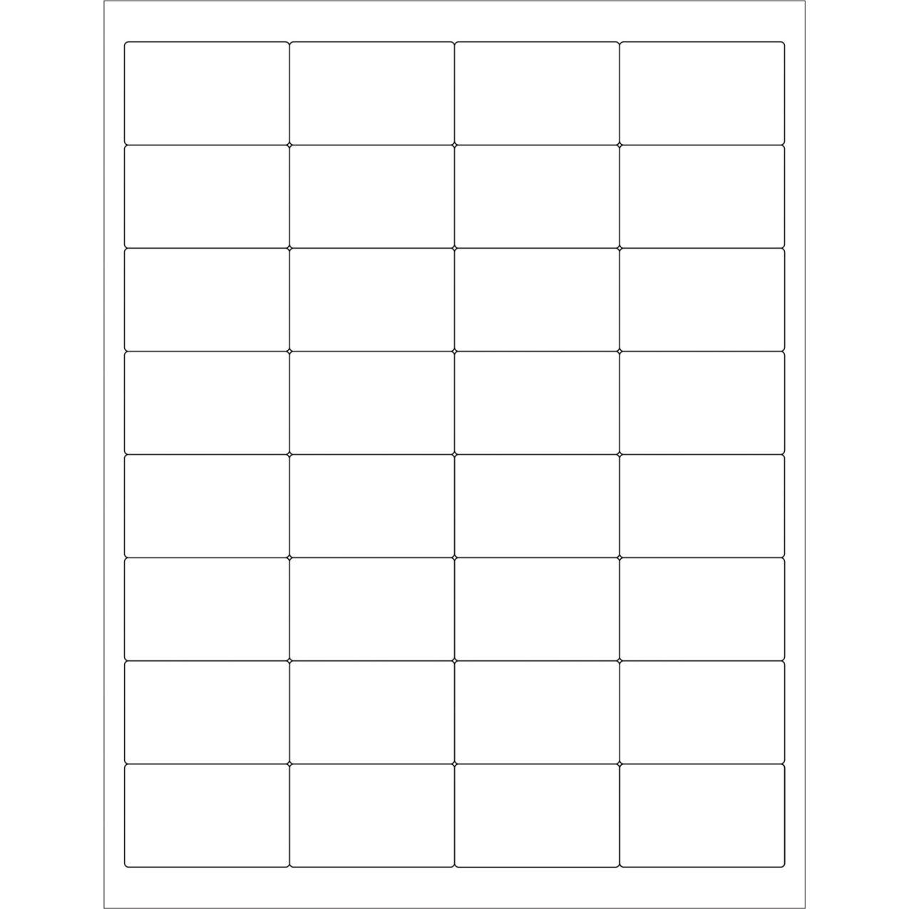 Rectangle Laser Labels, 1-1/4"L x 2"W, White, 32 Labels/Sheet