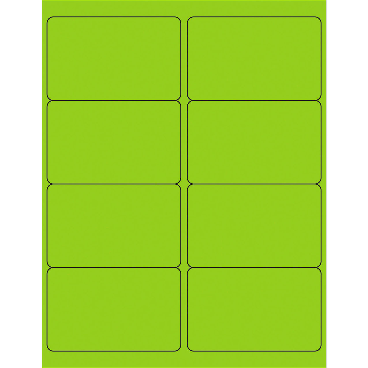 Rectangle Laser Labels, 2-1/2"L x 4"W, Fluorescent Green, 8 Labels/Sheet