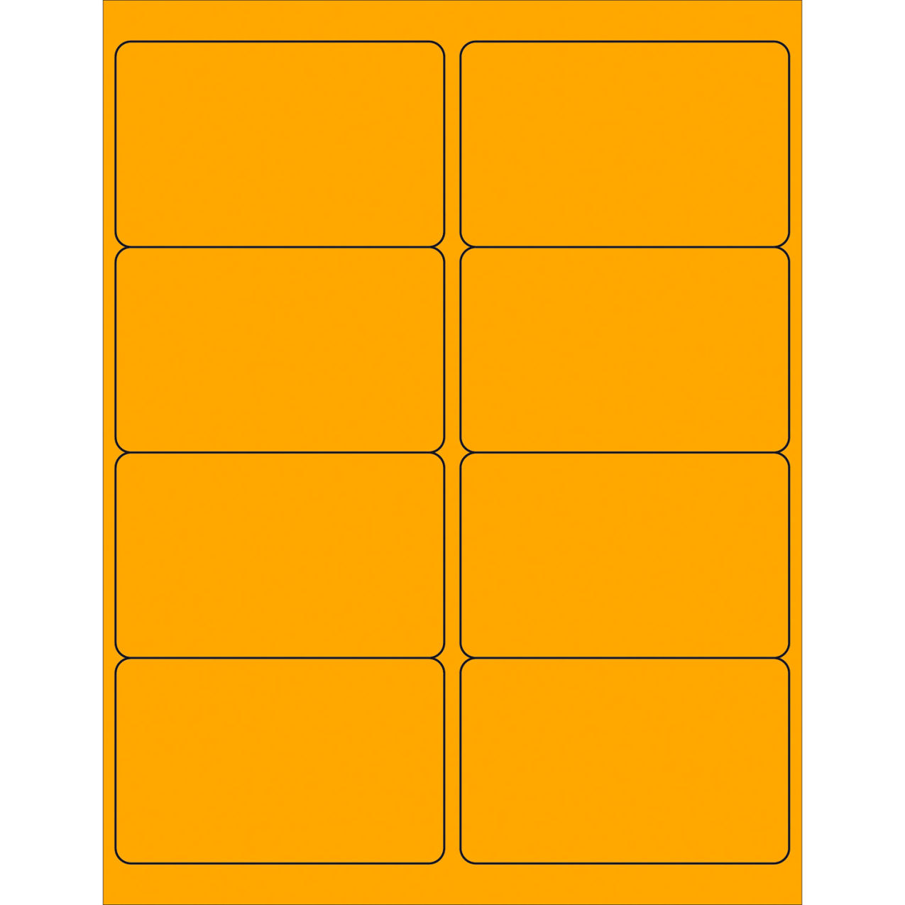 Rectangle Laser Labels, 2-1/2"L x 4"W, Fluorescent Orange, 8 Labels/Sheet
