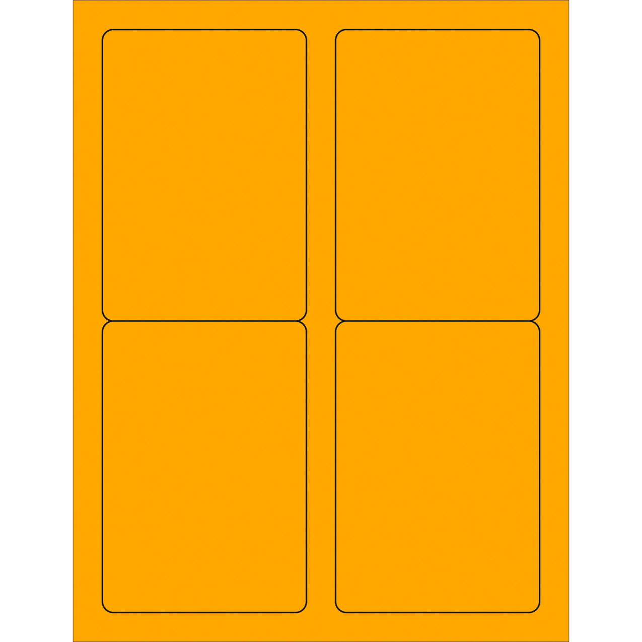 Rectangle Laser Labels, 5"L x 3-1/2"W, Fluorescent Orange, 4 Labels/Sheet