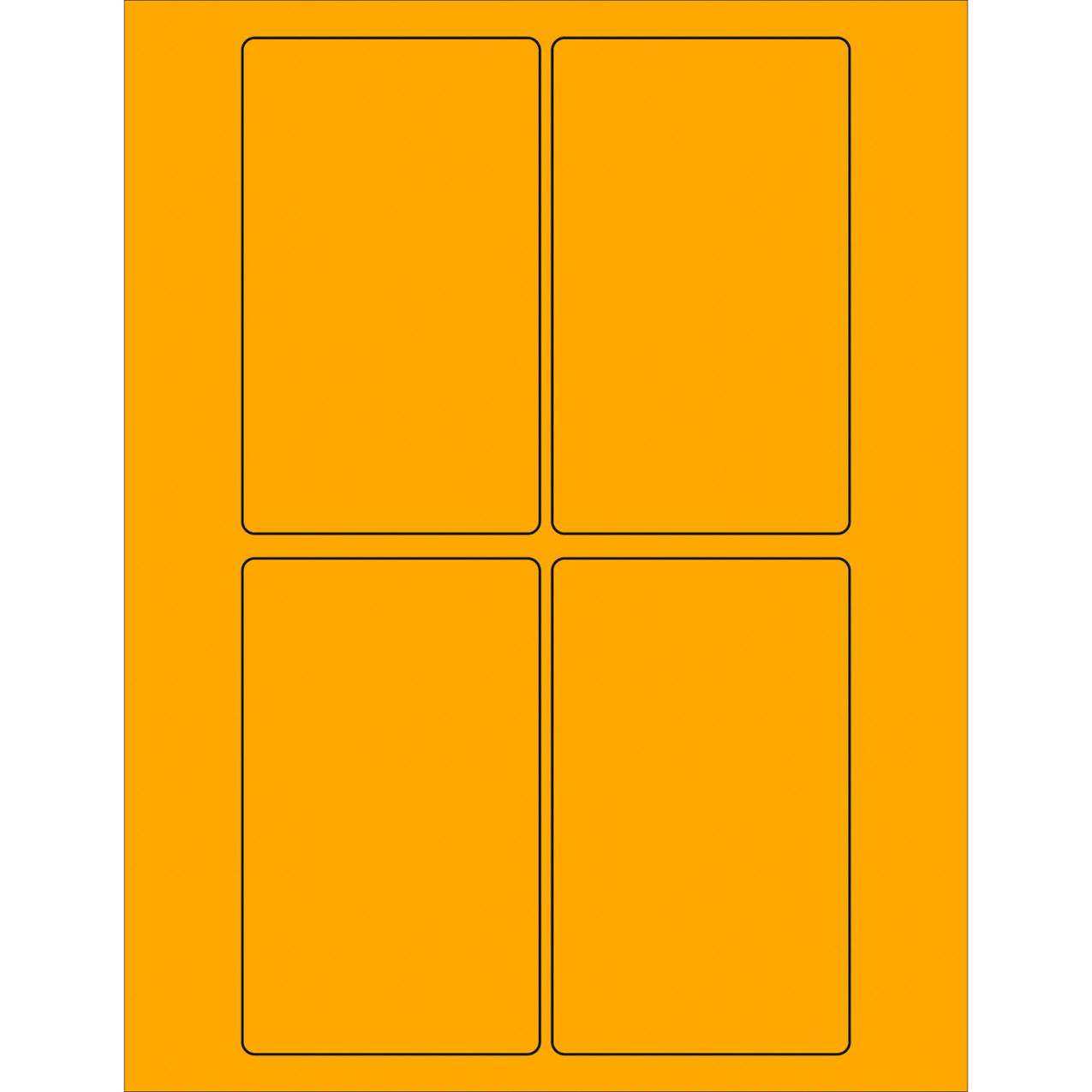 Rectangle Laser Labels, 5"L x 3"W, Fluorescent Orange, 4 Labels/Sheet