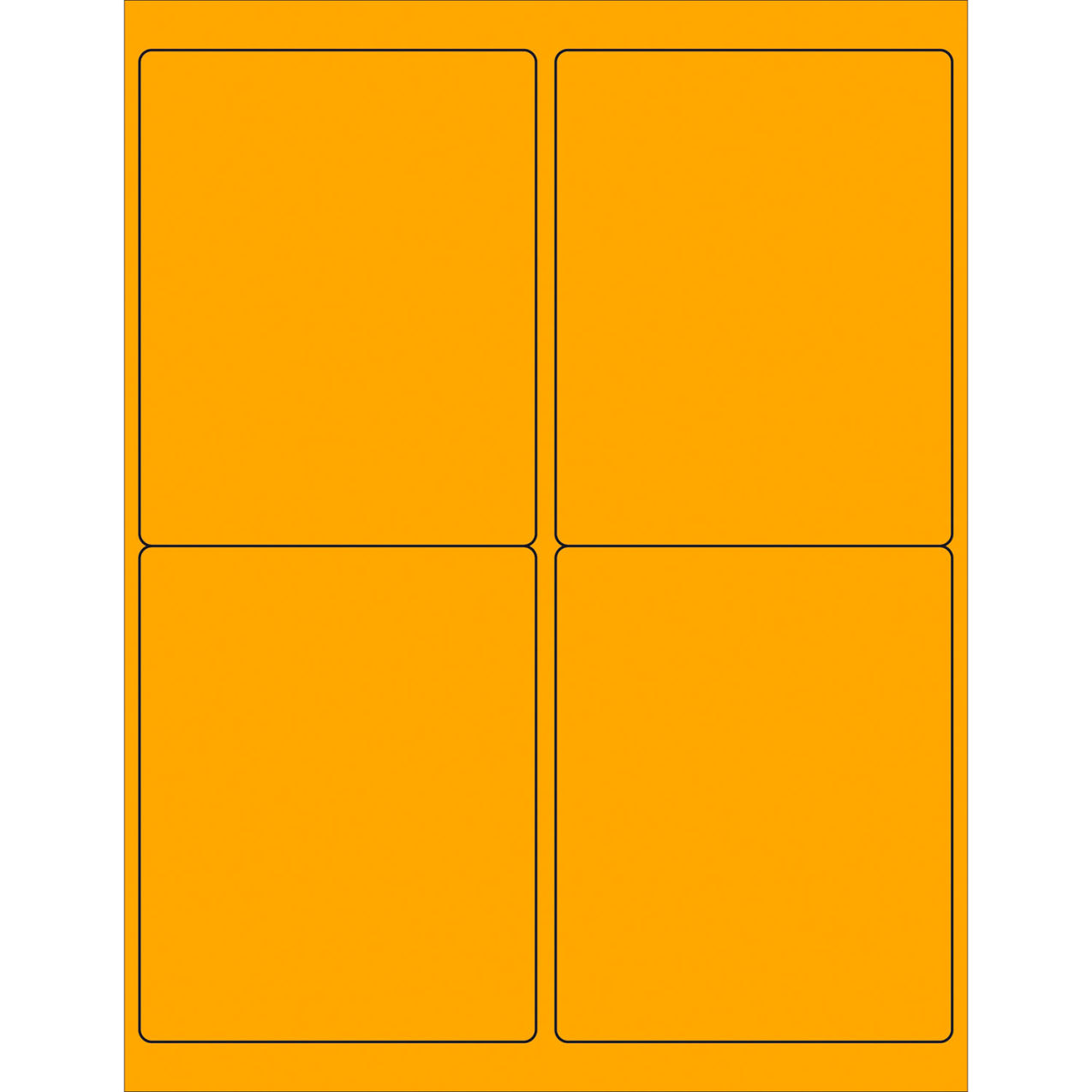 Rectangle Laser Labels, 5"L x 4"W, Fluorescent Orange, 4 Labels/Sheet