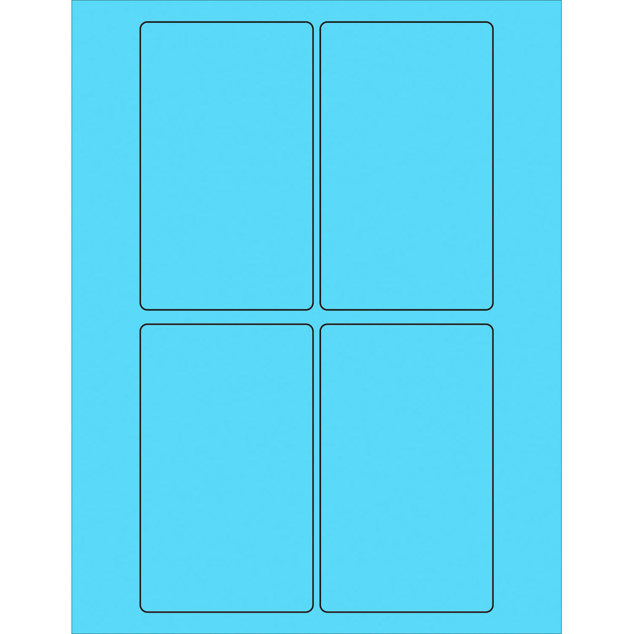 Rectangle Laser Labels, 5"L x 3"W, Fluorescent Pastel Blue, 4 Labels/Sheet