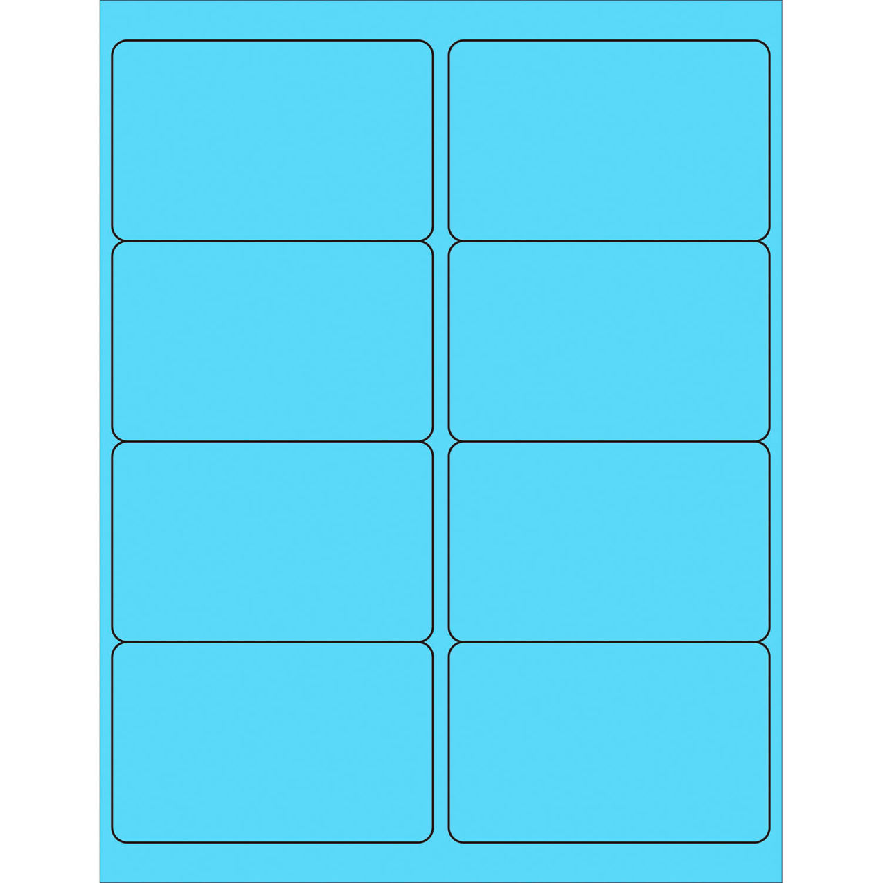 Rectangle Laser Labels, 2-1/2"L x 4"W, Fluorescent Pastel Blue, 8 Labels/Sheet