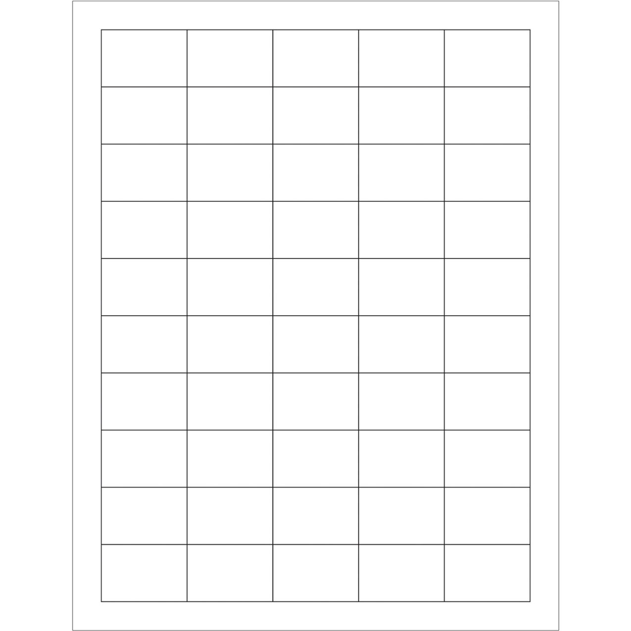 Rectangle Laser Labels, 1"L x 1-1/2"W, White, 50 Labels/Sheet