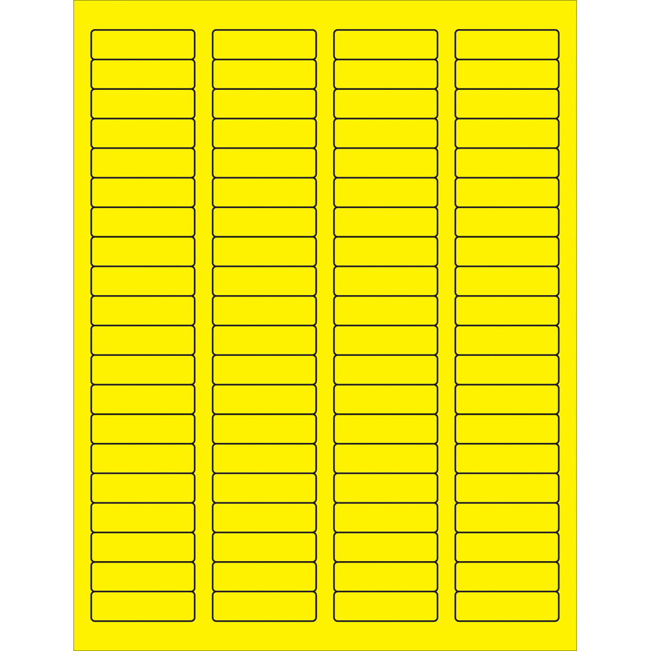Rectangle Laser Labels, 1/2"L x 1-3/4"W, Fluorescent Yellow, 80 Labels/Sheet
