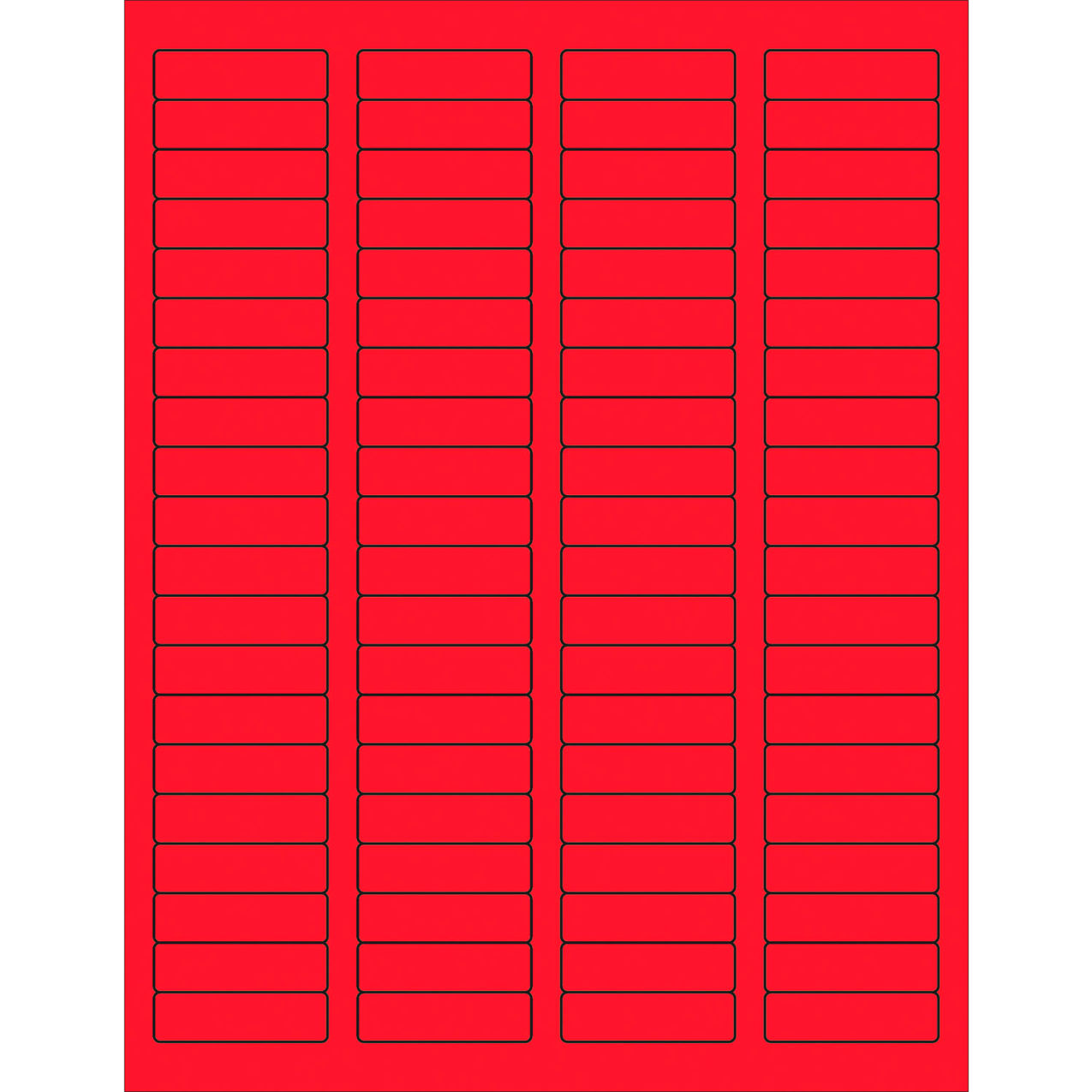Rectangle Laser Labels, 1/2"L x 1-3/4"W, Fluorescent Red, 80 Labels/Sheet