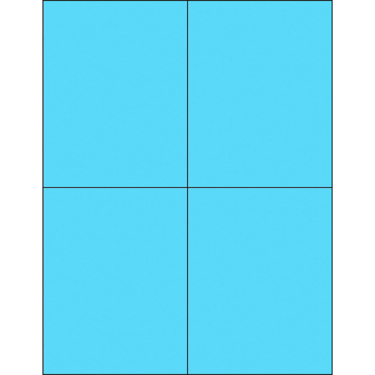 Rectangle Laser Labels, 5-1/2"L x 4-1/4"W, Fluorescent Pastel Blue, 4 Labels/Sheet