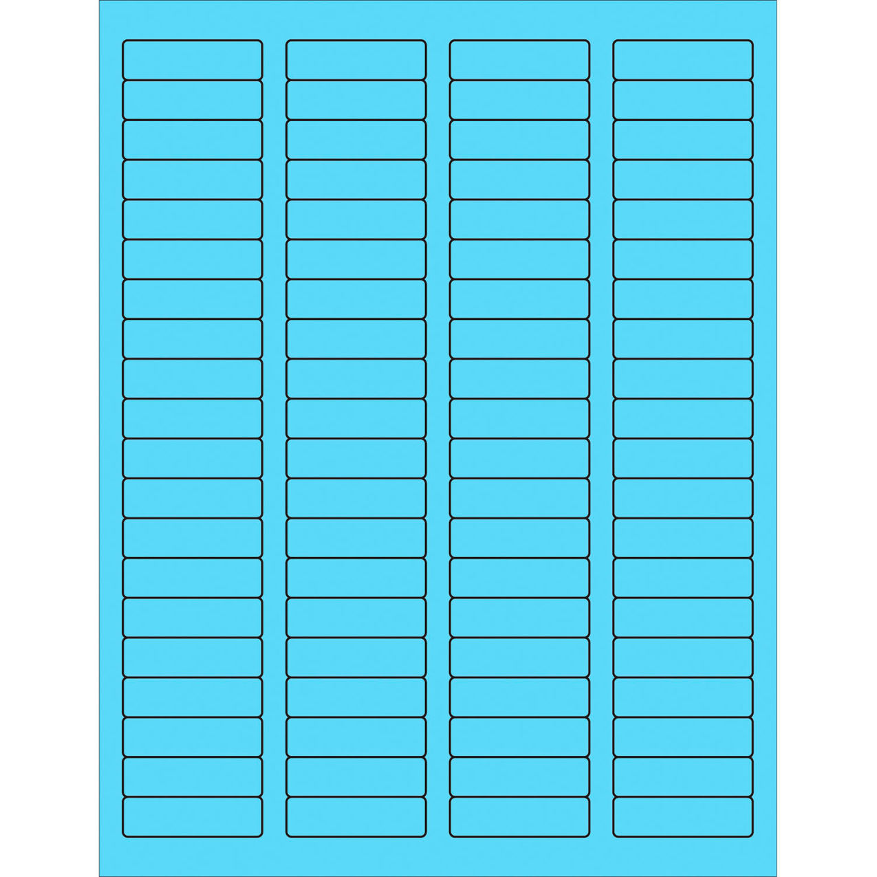 Rectangle Laser Labels, 1/2"L x 1-3/4"W, Fluorescent Pastel Blue, 80 Labels/Sheet