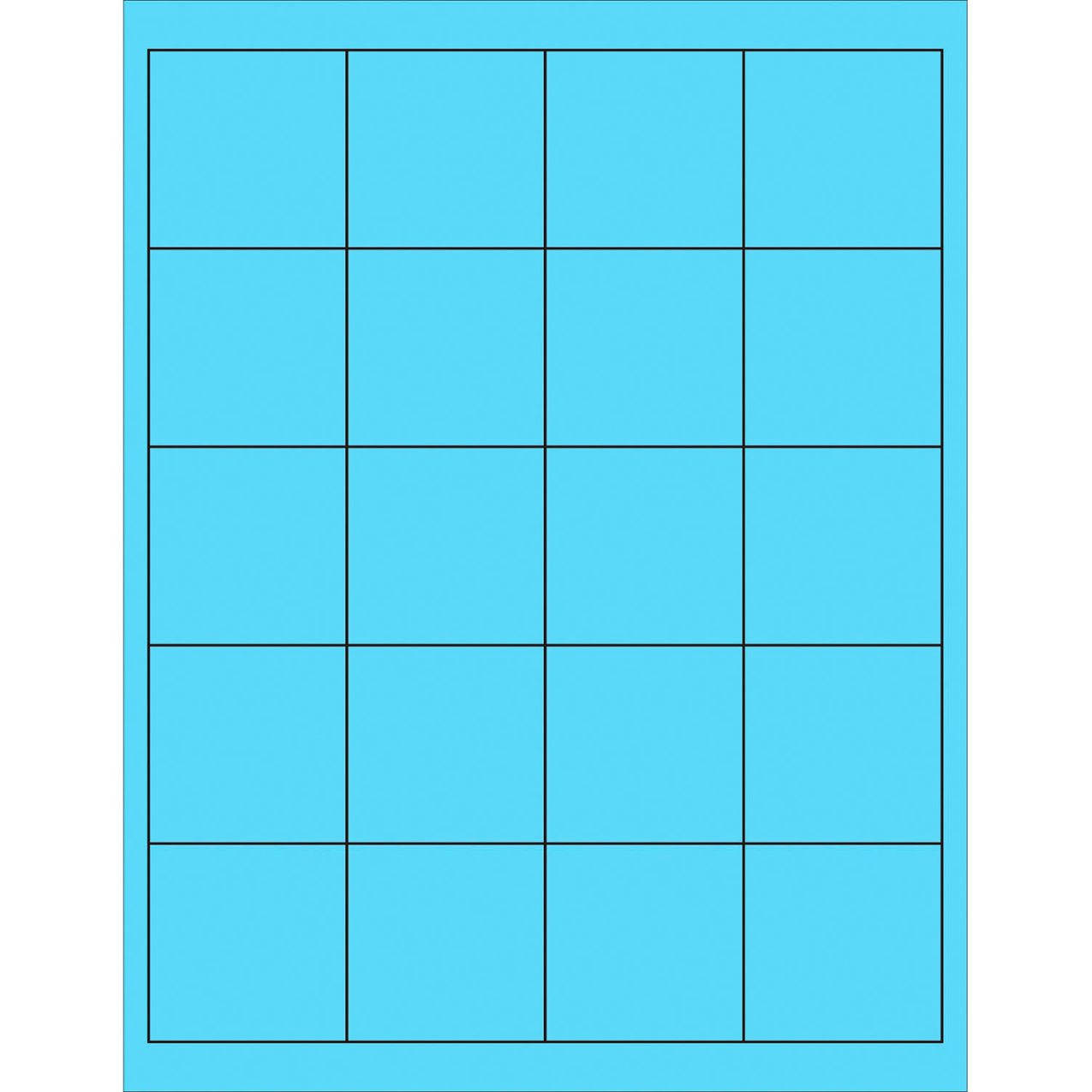 Rectangle Laser Labels, 2"L x 2"W, Fluorescent Pastel Blue, 20 Labels/Sheet