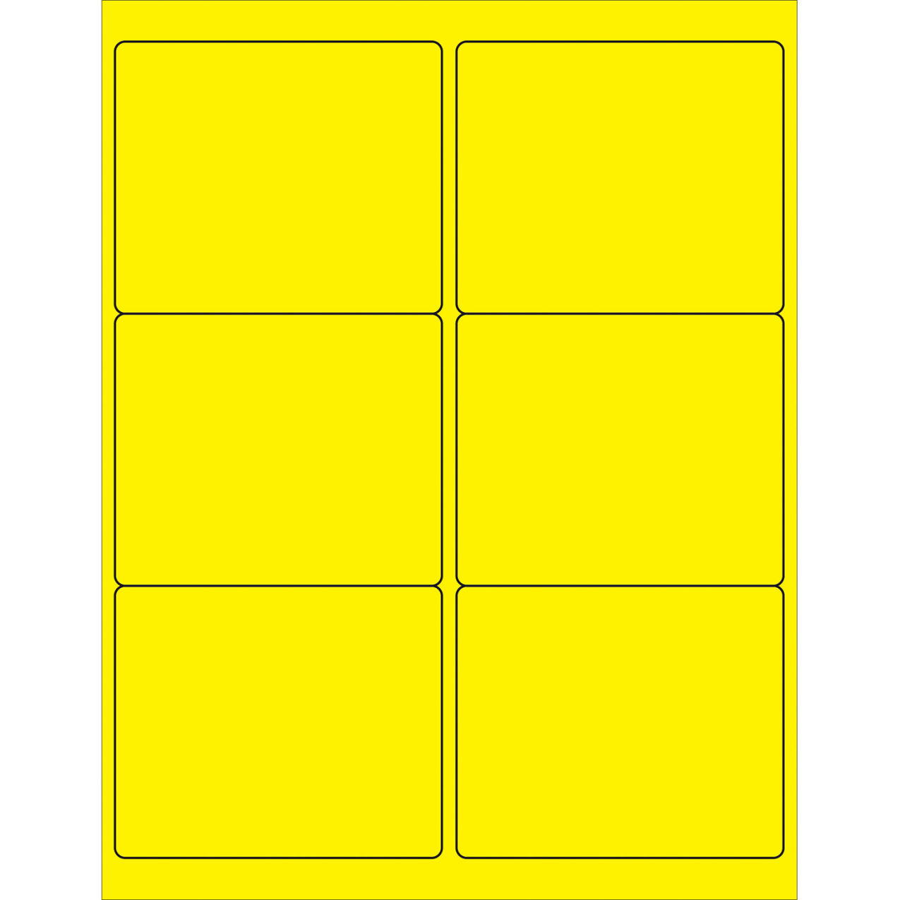 Rectangle Laser Labels, 3-1/3"L x 4"W, Fluorescent Yellow, 6 Labels/Sheet