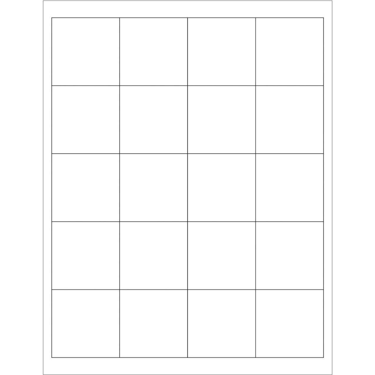 Rectangle Laser Labels, 2"L x 2"W, White, 20 Labels/Sheet