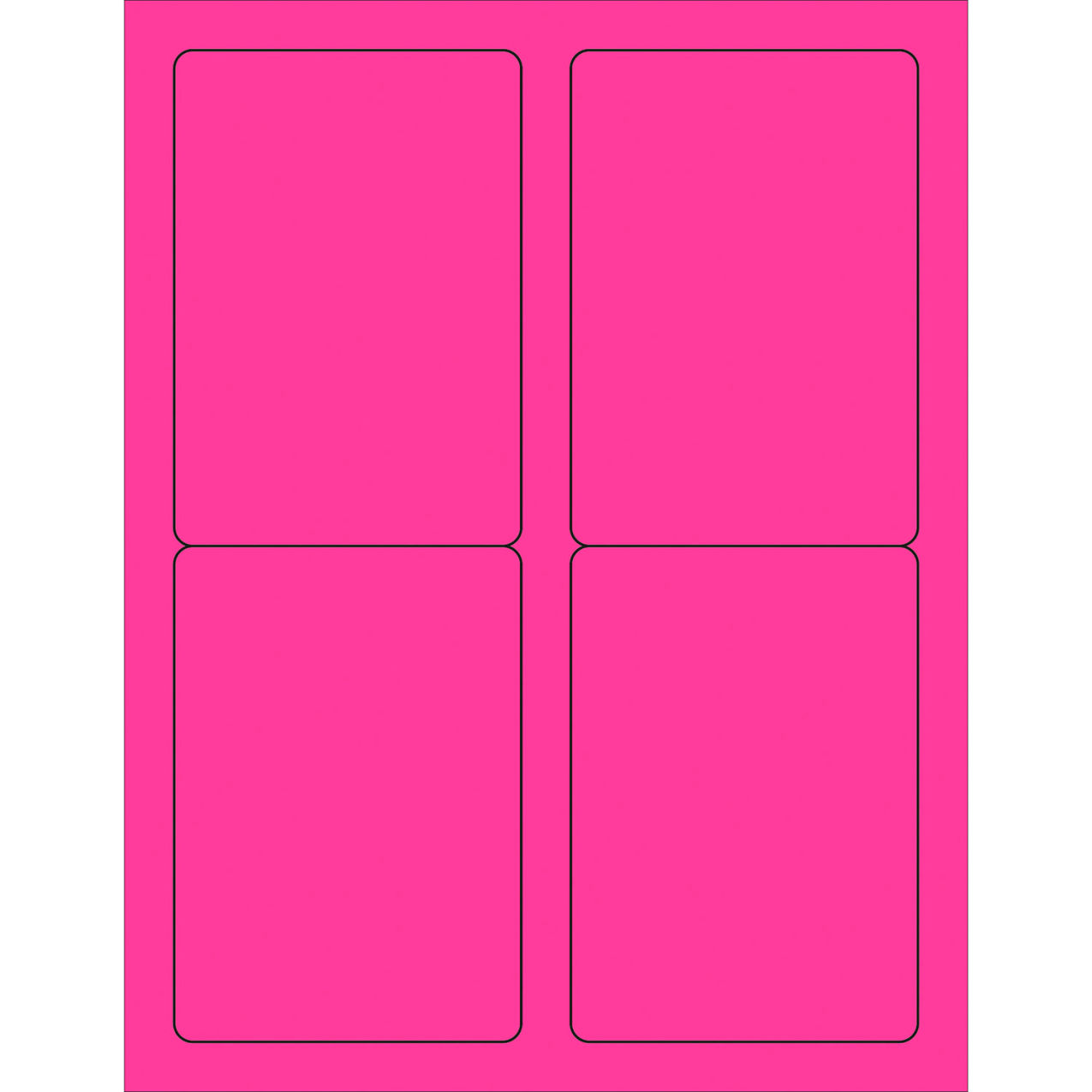Rectangle Laser Labels, 5"L x 3-1/2"W, Fluorescent Pink, 4 Labels/Sheet