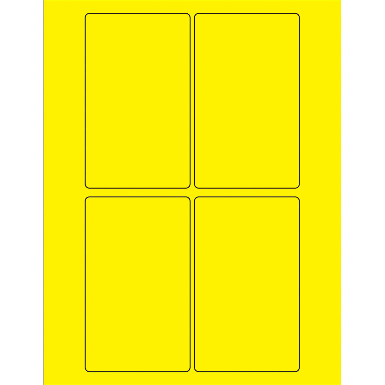 Rectangle Laser Labels, 5"L x 3"W, Fluorescent Yellow, 4 Labels/Sheet