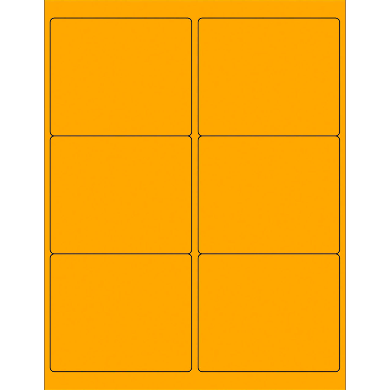 Rectangle Laser Labels, 3-1/3"L x 4"W, Fluorescent Orange, 6 Labels/Sheet
