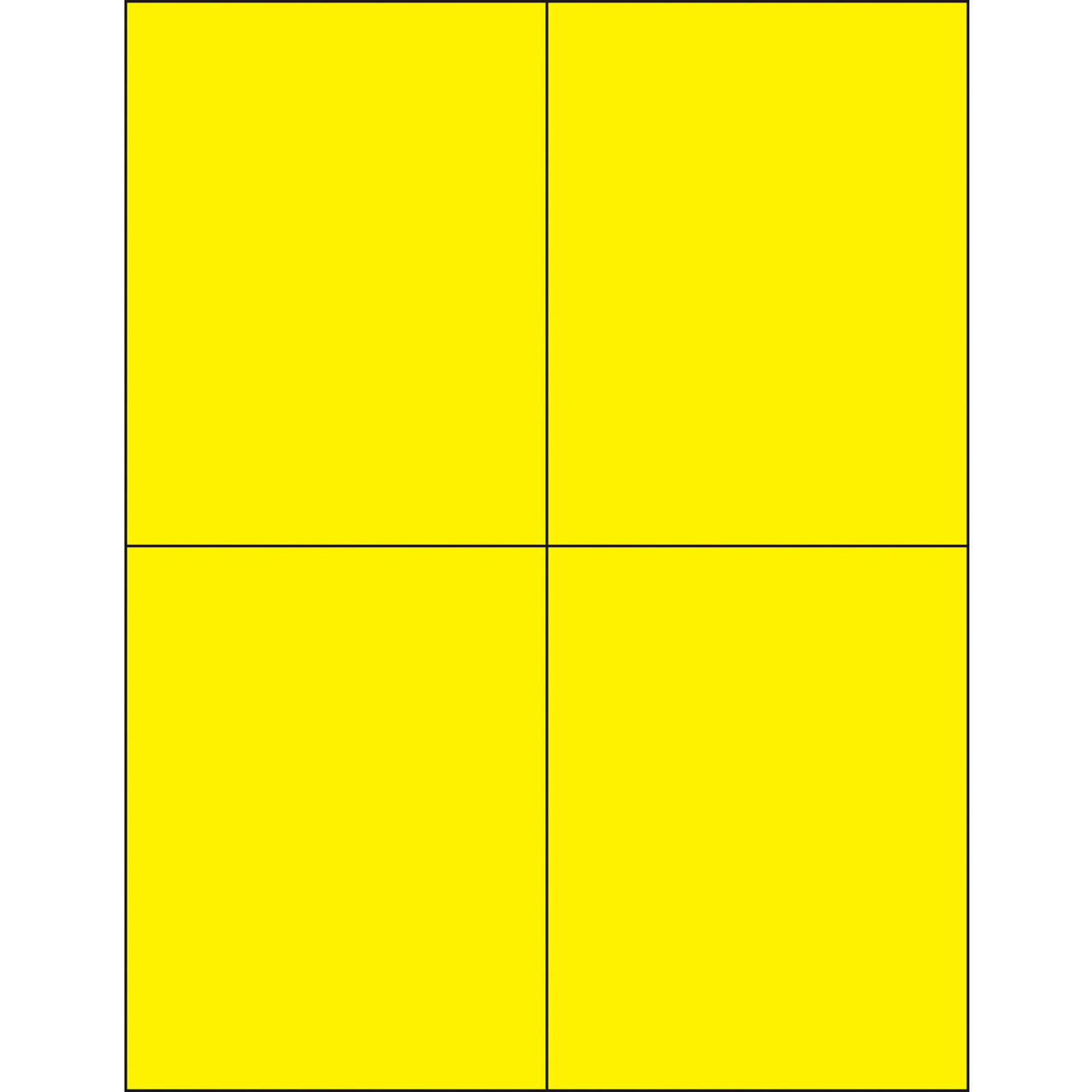 Rectangle Laser Labels, 5-1/2"L x 4-1/4"W, Fluorescent Yellow, 4 Labels/Sheet