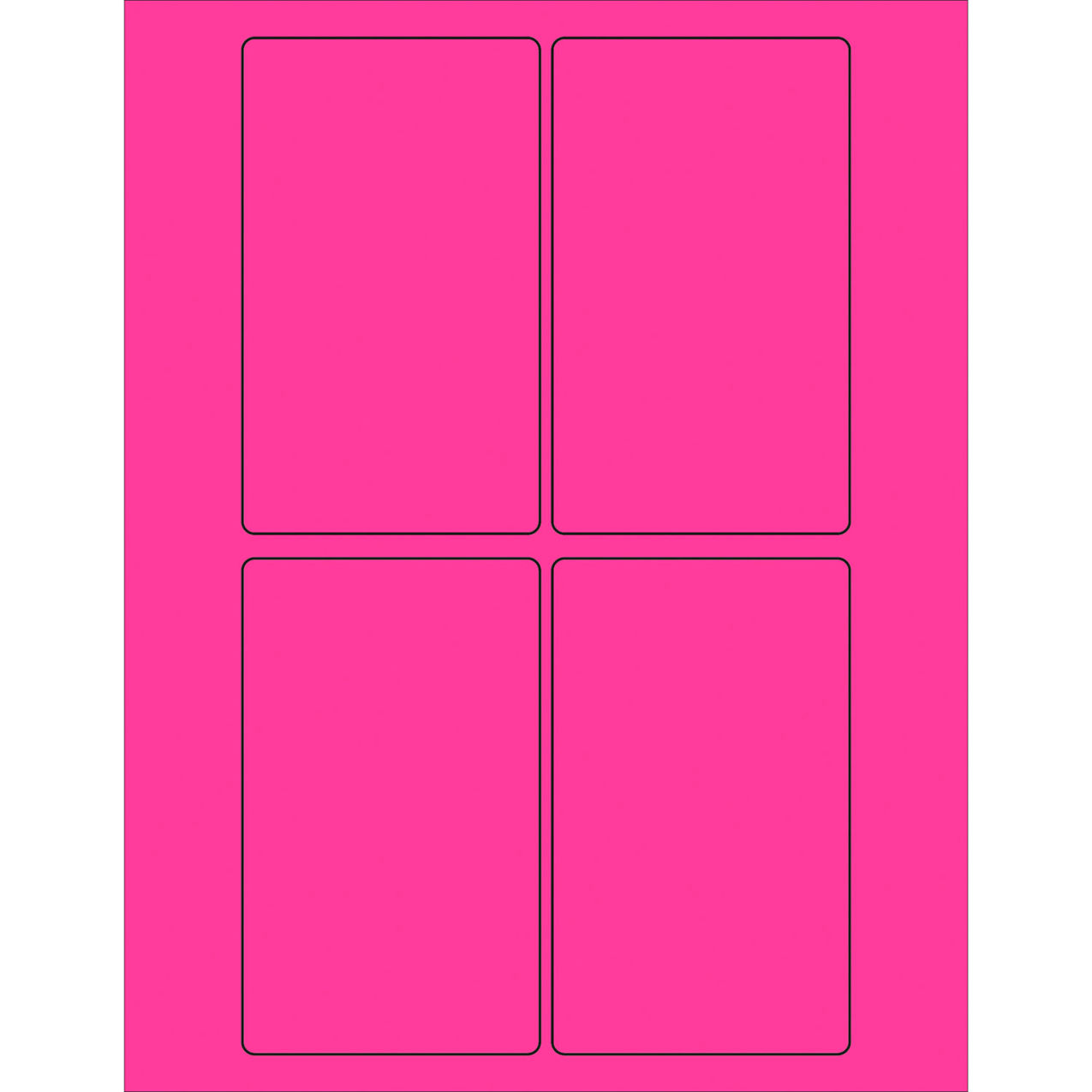 Rectangle Laser Labels, 5"L x 3"W, Fluorescent Pink, 4 Labels/Sheet