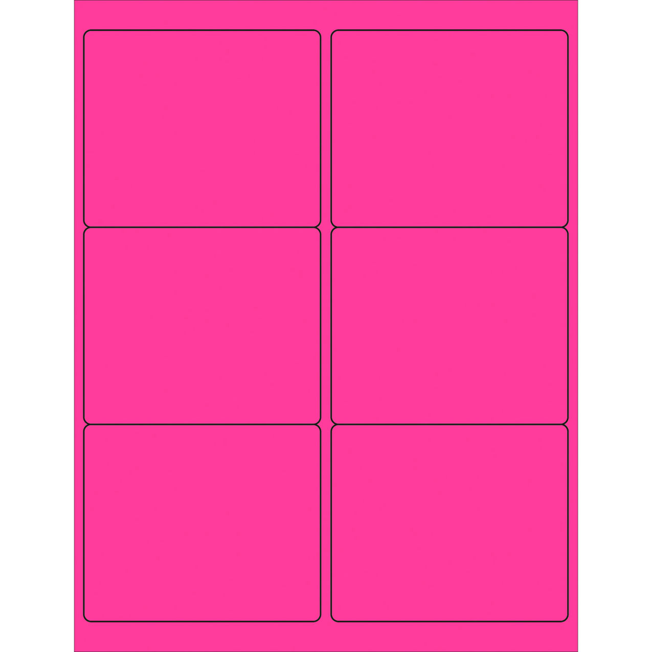 Rectangle Laser Labels, 3-1/3"L x 4"W, Fluorescent Pink, 6 Labels/Sheet