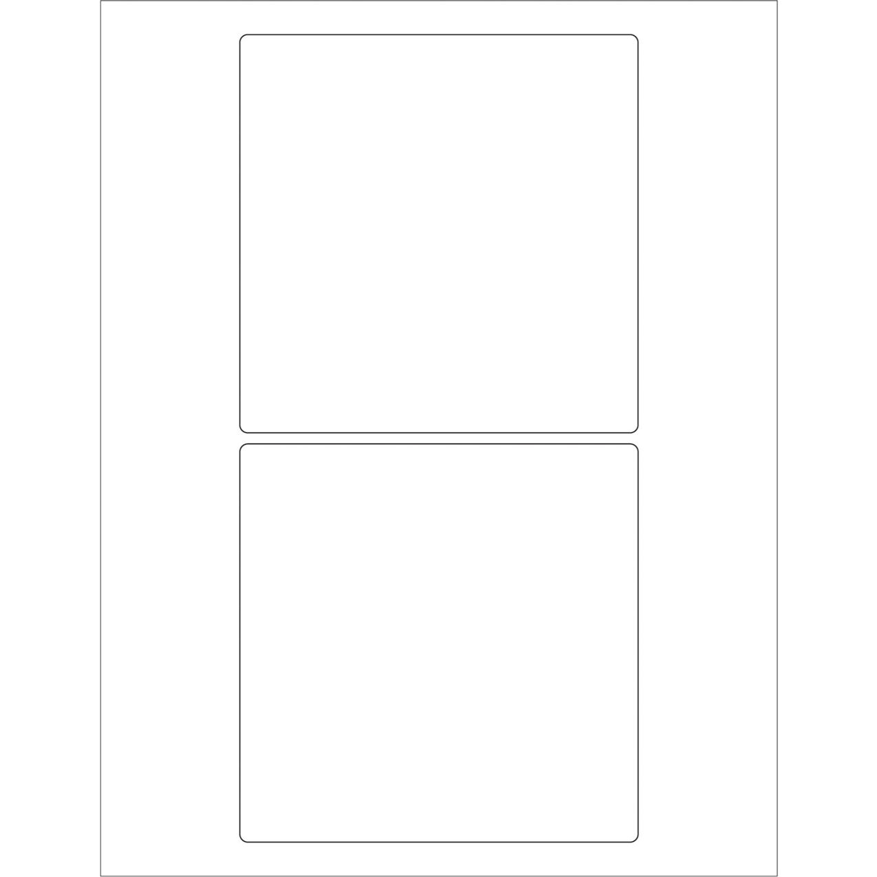 Rectangle Laser Labels, 5"L x 5"W, White, 2 Labels/Sheet