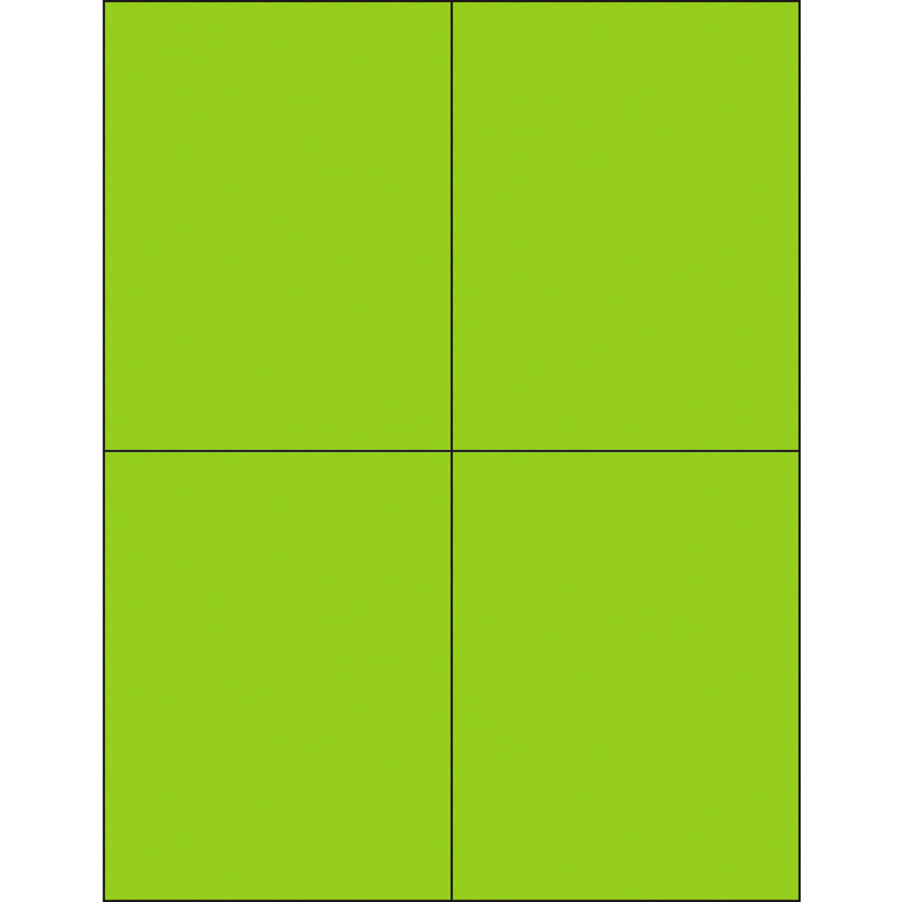 Rectangle Laser Labels, 5-1/2"L x 4-1/4"W, Fluorescent Green, 4 Labels/Sheet