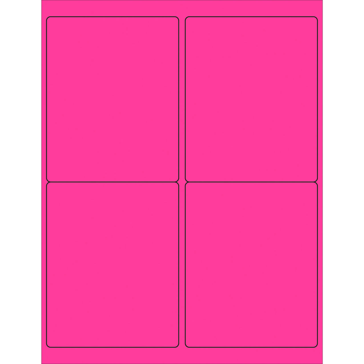 Rectangle Laser Labels, 5"L x 4"W, Fluorescent Pink, 4 Labels/Sheet