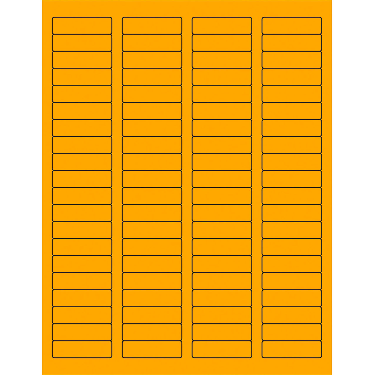 Rectangle Laser Labels, 1/2"L x 1-3/4"W, Fluorescent Orange, 80 Labels/Sheet