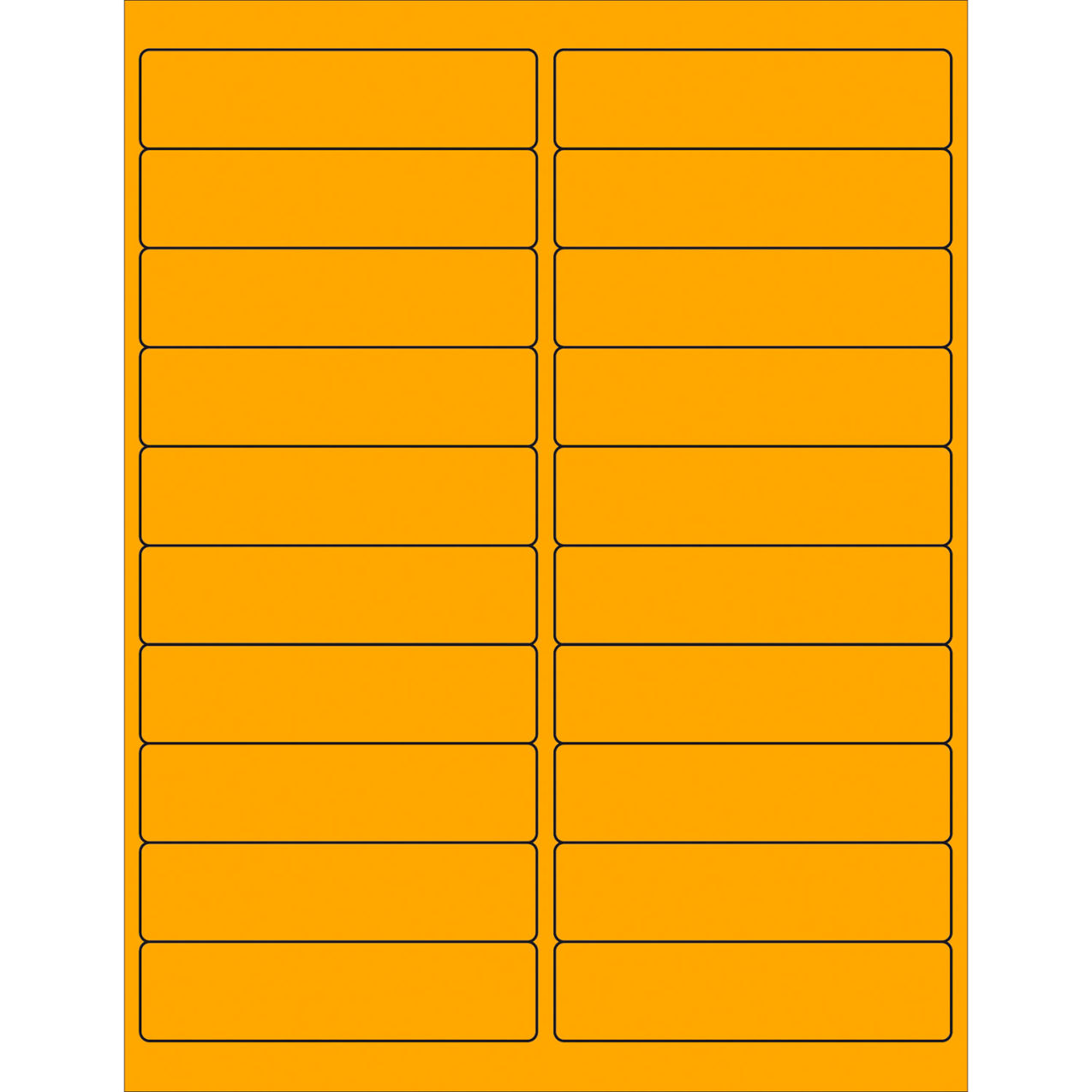 Rectangle Laser Labels, 1"L x 4"W, Fluorescent Orange, 20 Labels/Sheet