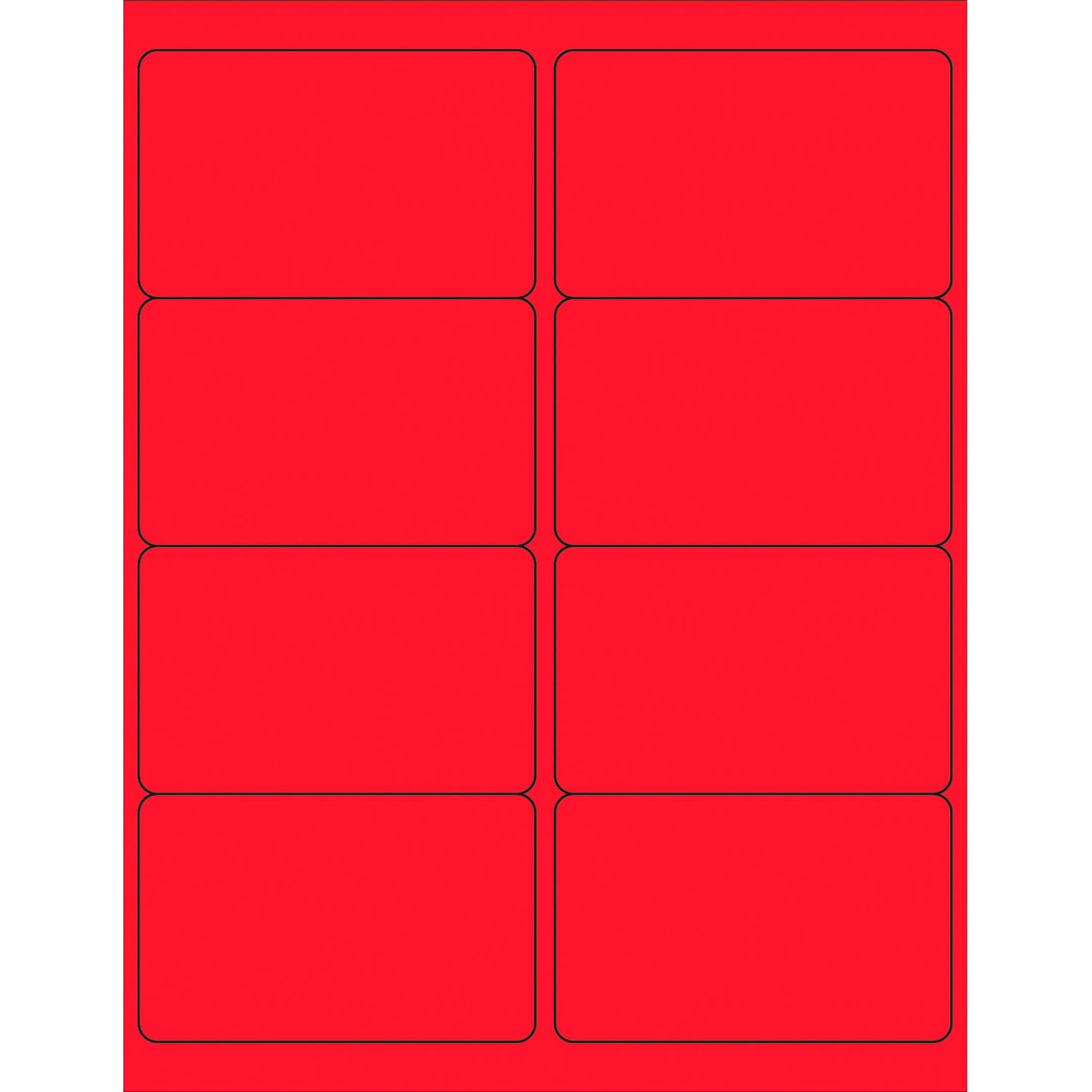 Rectangle Laser Labels, 2-1/2"L x 4"W, Fluorescent Red, 8 Labels/Sheet