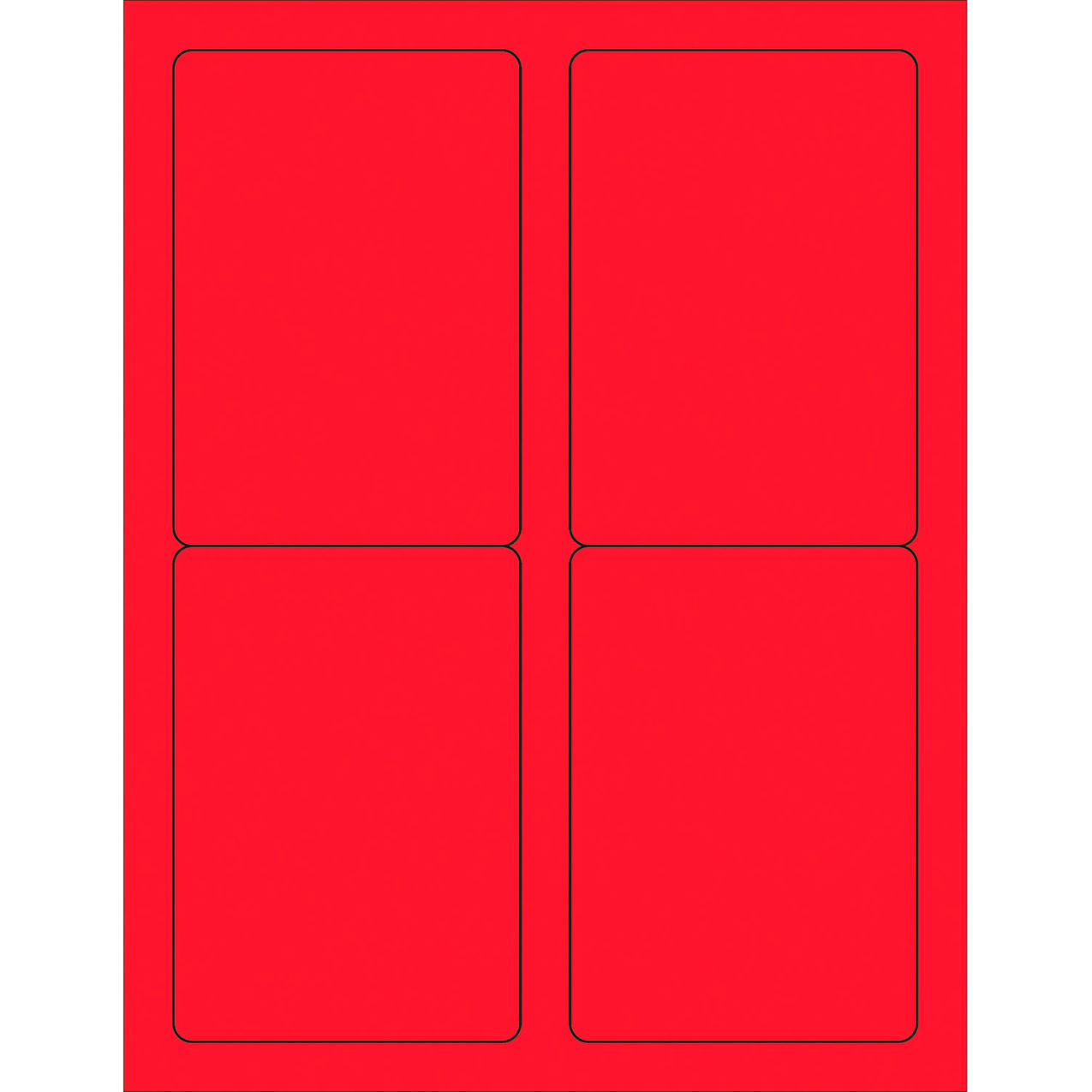 Rectangle Laser Labels, 5"L x 3-1/2"W, Fluorescent Red, 4 Labels/Sheet