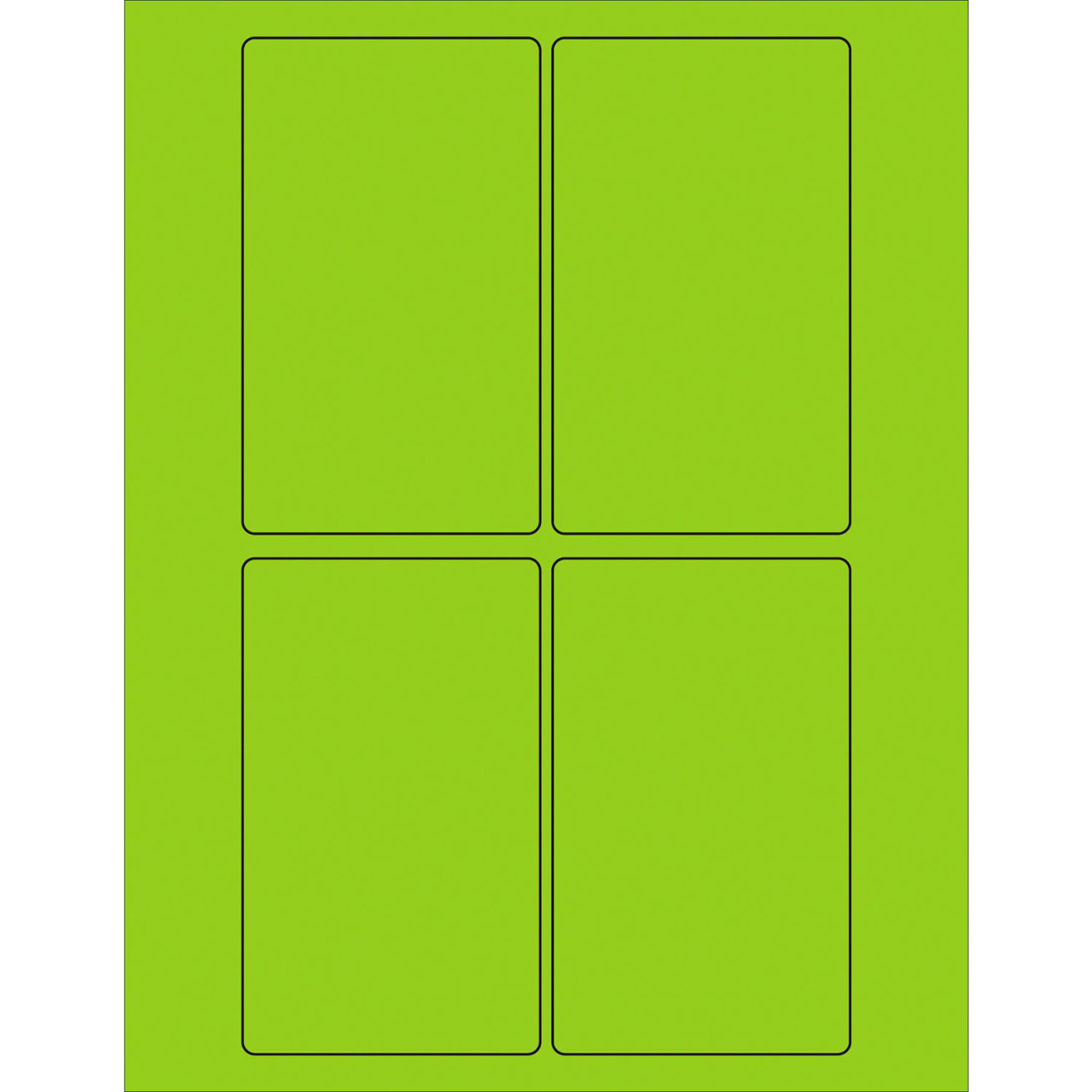 Rectangle Laser Labels, 5"L x 3"W, Fluorescent Green, 4 Labels/Sheet