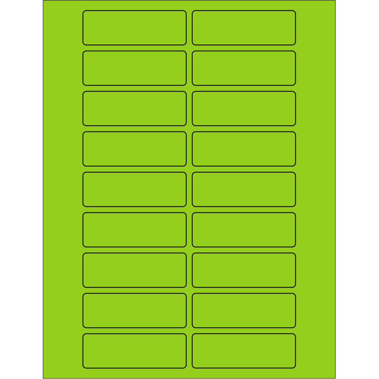Rectangle Laser Labels, 1"L x 3"W, Fluorescent Green, 20 Labels/Sheet