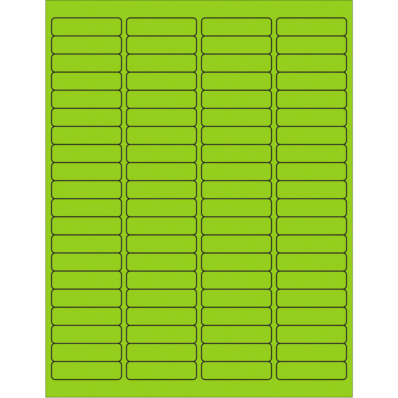 Rectangle Laser Labels, 1/2"L x 1-15/16"W, Fluorescent Green, 80 Labels/Sheet