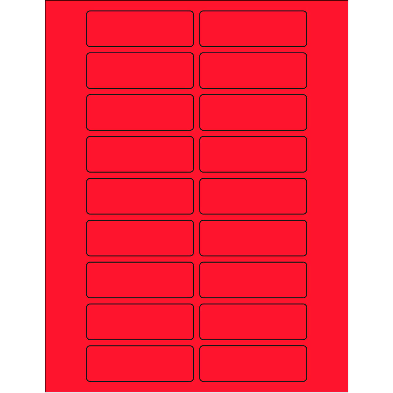 Rectangle Laser Labels, 1"L x 3"W, Fluorescent Red, 20 Labels/Sheet