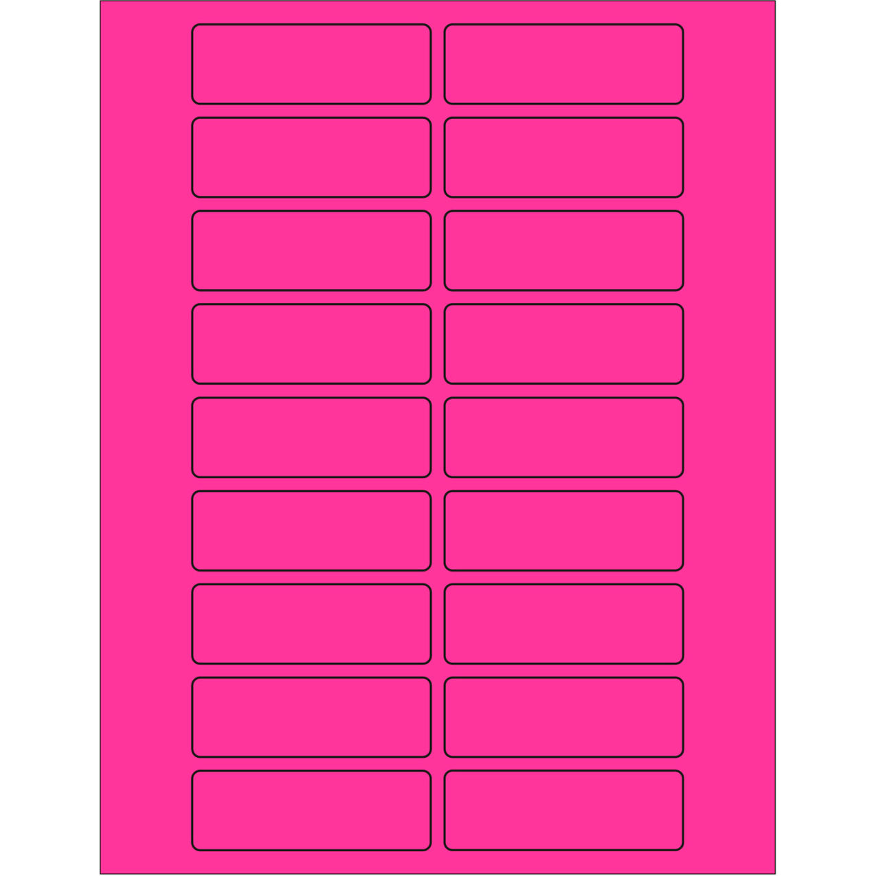 Rectangle Laser Labels, 1"L x 3"W, Fluorescent Pink, 20 Labels/Sheet