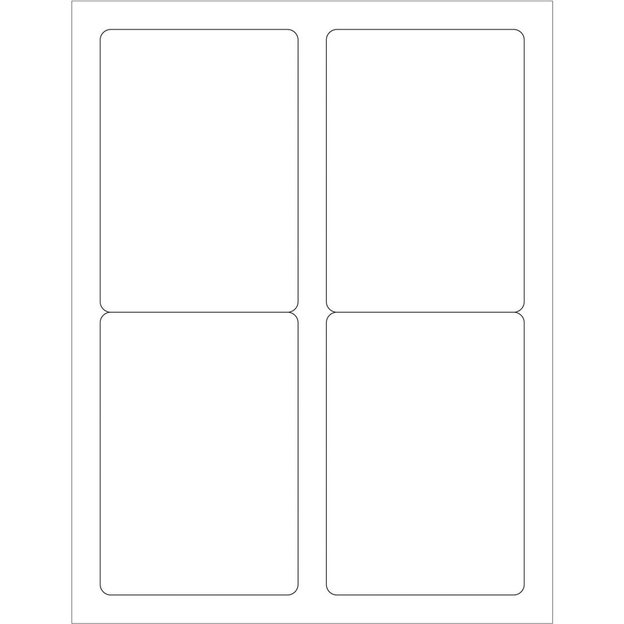 Rectangle Laser Labels, 5"L x 3-1/2"W, Glossy White, 4 Labels/Sheet