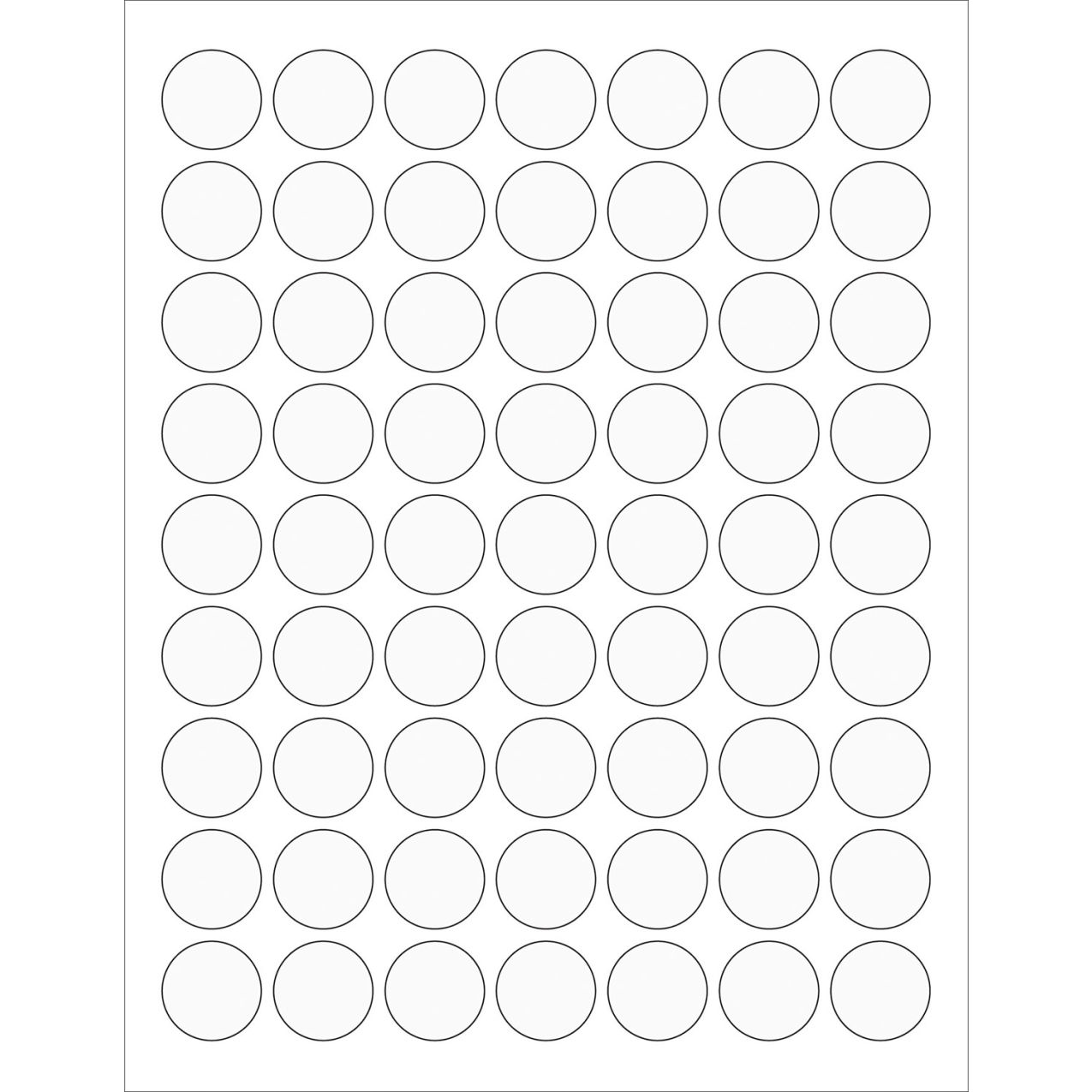 1" Circle Laser Labels, Clear, 63 Labels/Sheet