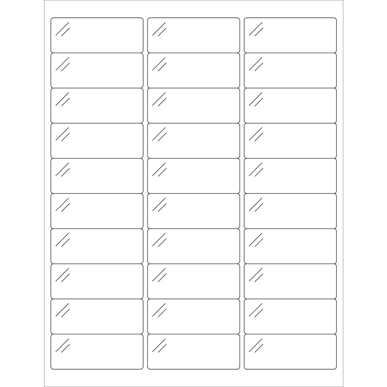Rectangle Laser Labels, 1"L x 2-5/8"W, Crystal Clear, 30 Labels/Sheet