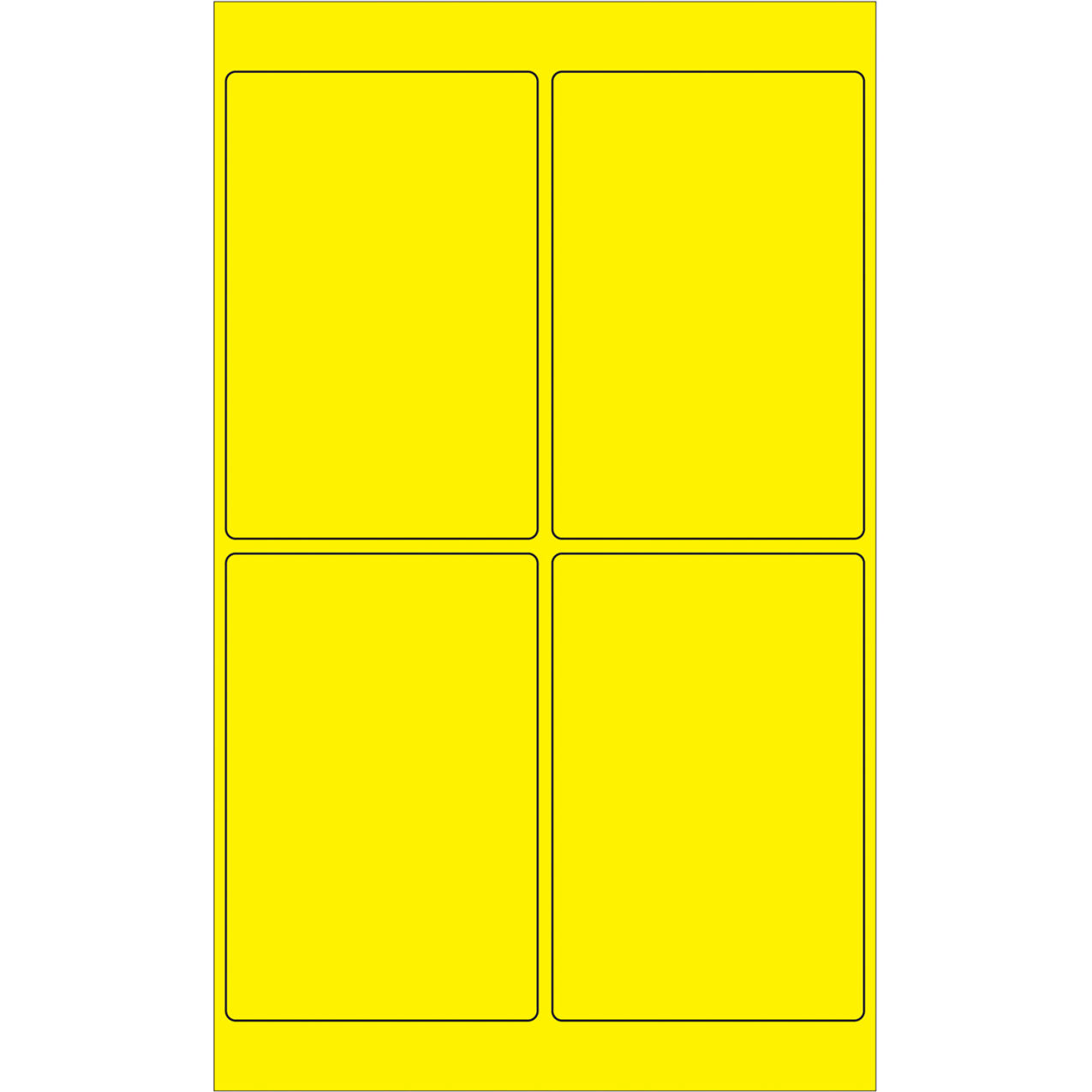 Rectangle Laser Labels, 6"L x 4"W, Fluorescent Yellow, 4 Labels/Sheet