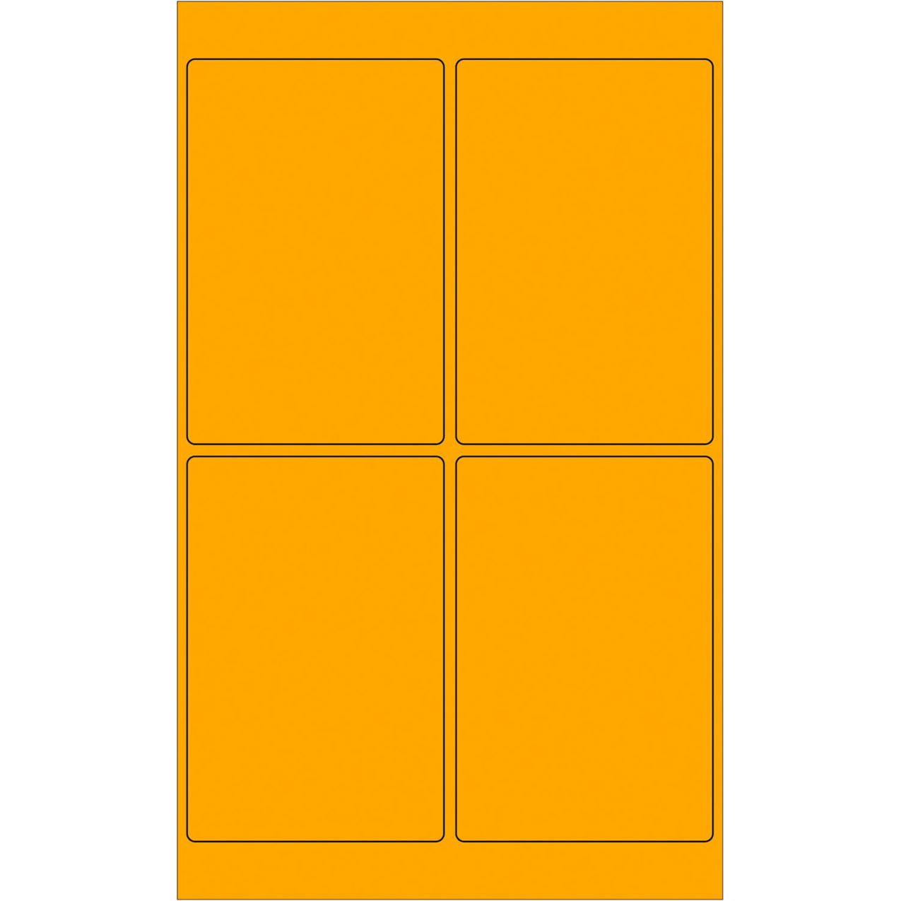 Rectangle Laser Labels, 6"L x 4"W, Fluorescent Orange, 4 Labels/Sheet