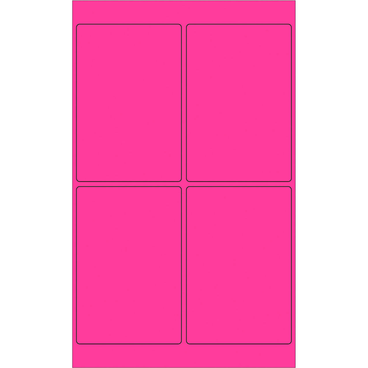 Rectangle Laser Labels, 6"L x 4"W, Fluorescent Pink, 4 Labels/Sheet