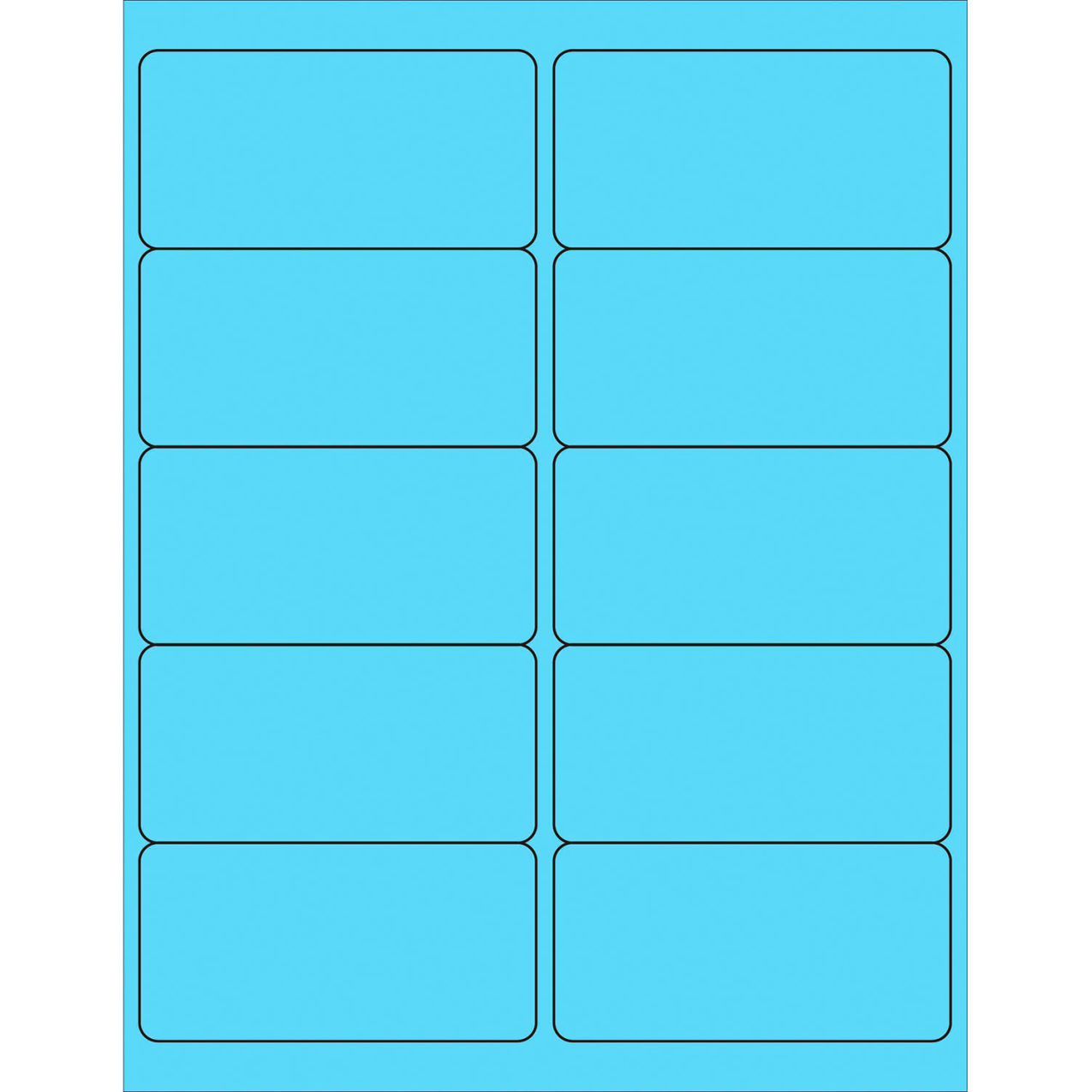Removable Rectangle Laser Labels, 2"L x 4"W, Pastel Blue, 10 Labels/Sheet