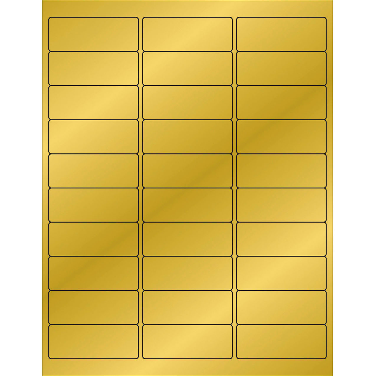 Rectangle Laser Labels, 1"L x 2-5/8"W, Gold Foil, 30 Labels/Sheet