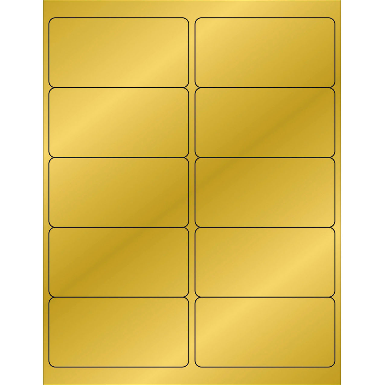 Rectangle Laser Labels, 2"L x 4"W, Gold Foil, 10 Labels/Sheet