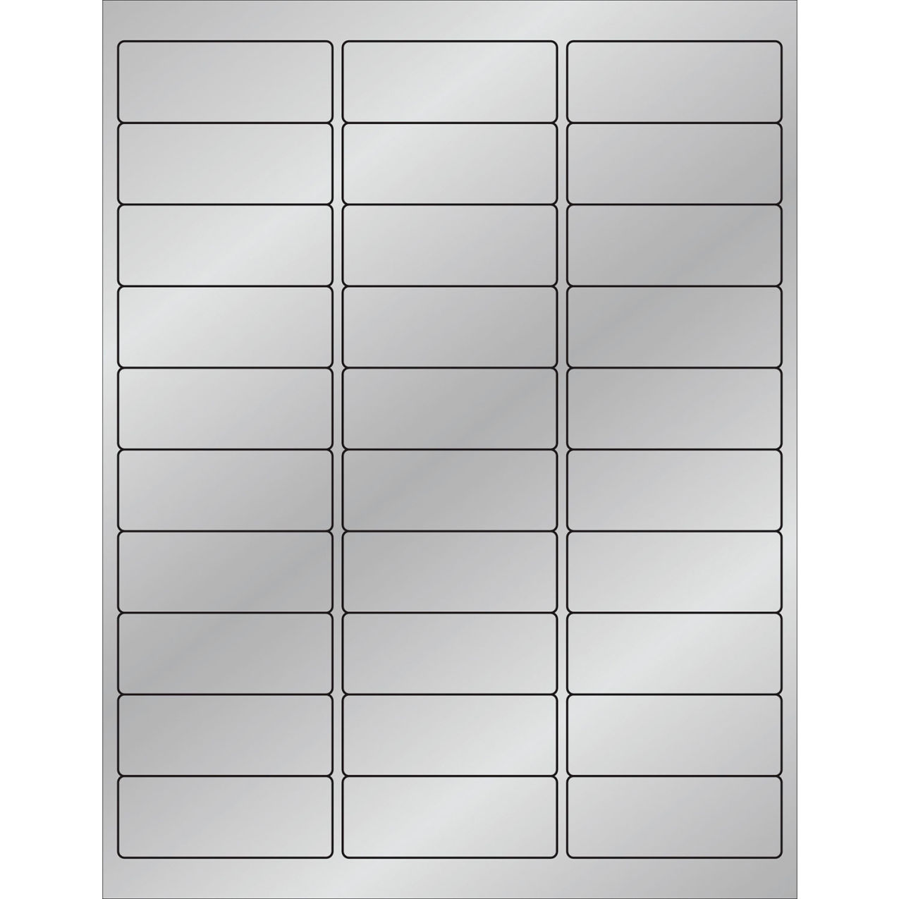 Rectangle Laser Labels, 1"L x 2-5/8"W, Silver Foil, 30 Labels/Sheet