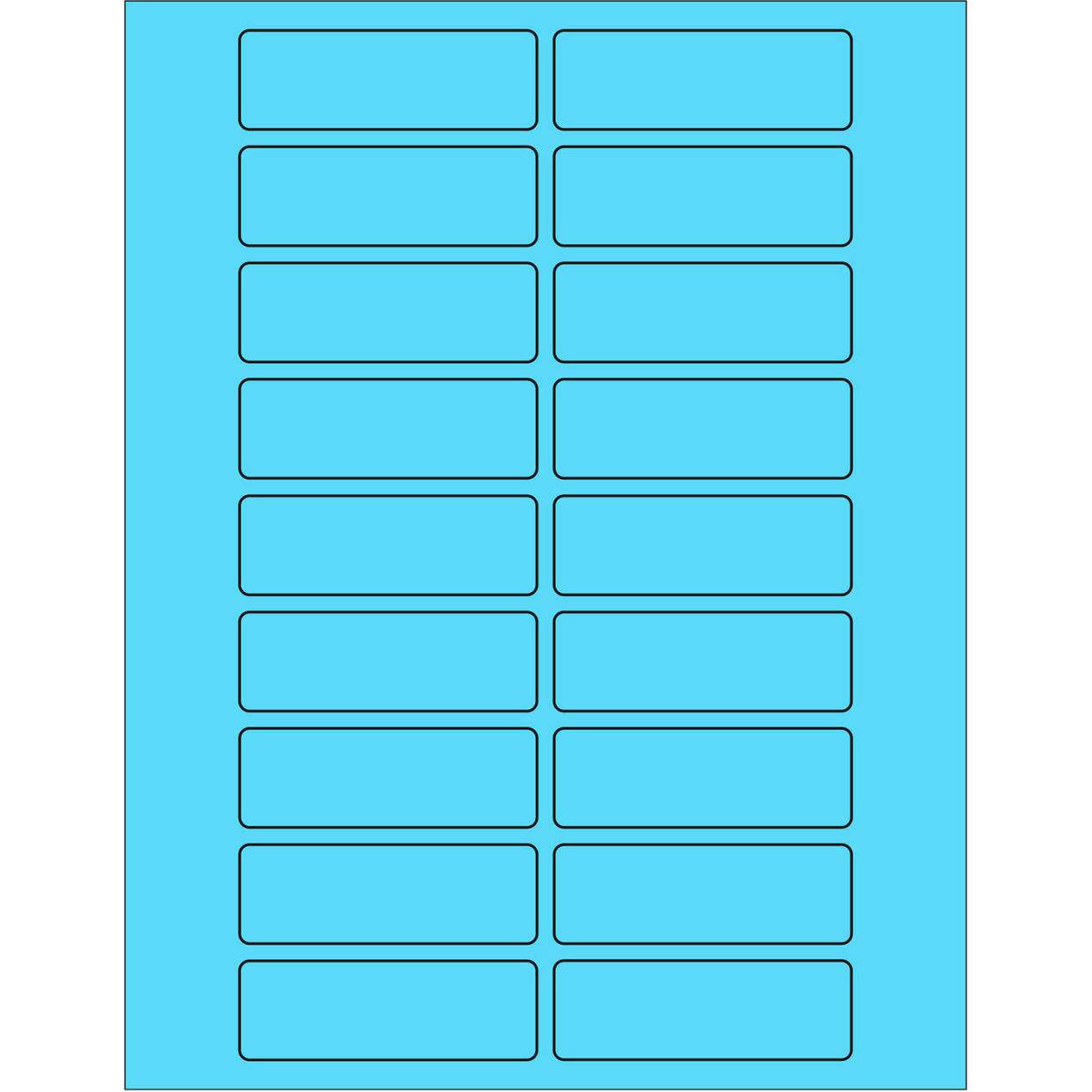 Rectangle Laser Labels, 1"L x 3"W, Fluorescent Pastel Blue, 20 Labels/Sheet